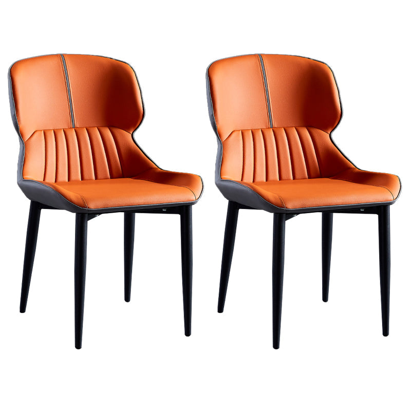 Contemporary Style Metal Dining Chairs Wingback Arm Chairs for Kitchen Orange 2 Piece Set Clearhalo ' kitchen&dining_furn' 'Dining Chairs' 'Dining Tables & Seating' 'dining_chair' 'furn' 'furn_dining_chair' 'Furniture' 'furniture_dining_chair' 'Kitchen & Dining Furniture' 'kitchen' 3854201