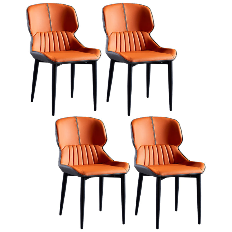 Contemporary Style Metal Dining Chairs Wingback Arm Chairs for Kitchen Orange 4 Piece Set Clearhalo ' kitchen&dining_furn' 'Dining Chairs' 'Dining Tables & Seating' 'dining_chair' 'furn' 'furn_dining_chair' 'Furniture' 'furniture_dining_chair' 'Kitchen & Dining Furniture' 'kitchen' 3854202