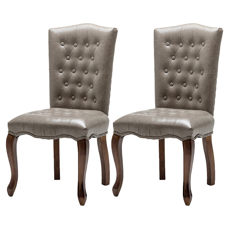 French Country Armless Dining Chairs PU Leather Upholstered Dining Side Chairs Light Gray 2 Piece Set Clearhalo ' kitchen&dining_furn' 'Dining Chairs' 'Dining Tables & Seating' 'dining_chair' 'furn' 'furn_dining_chair' 'Furniture' 'furniture_dining_chair' 'Kitchen & Dining Furniture' 'kitchen' 3854204