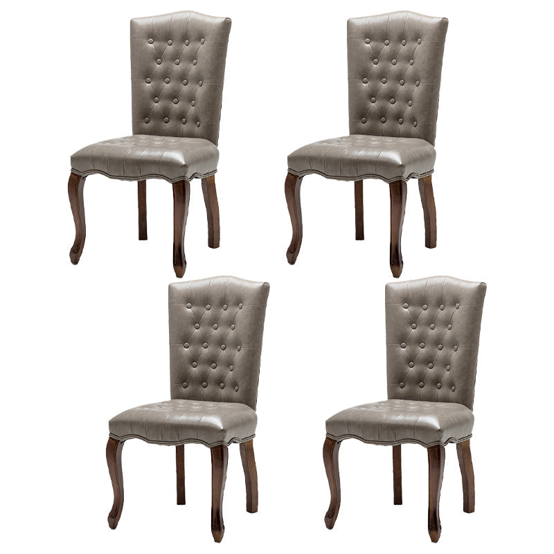 French Country Armless Dining Chairs PU Leather Upholstered Dining Side Chairs Light Gray 4 Piece Set Clearhalo ' kitchen&dining_furn' 'Dining Chairs' 'Dining Tables & Seating' 'dining_chair' 'furn' 'furn_dining_chair' 'Furniture' 'furniture_dining_chair' 'Kitchen & Dining Furniture' 'kitchen' 3854205