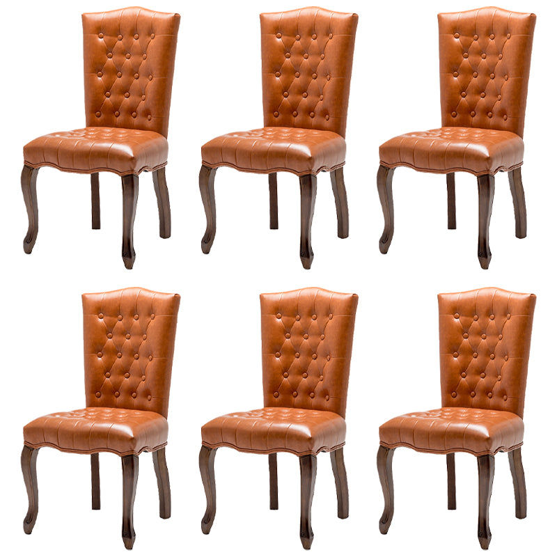 French Country Armless Dining Chairs PU Leather Upholstered Dining Side Chairs Orange 6 Piece Set Clearhalo ' kitchen&dining_furn' 'Dining Chairs' 'Dining Tables & Seating' 'dining_chair' 'furn' 'furn_dining_chair' 'Furniture' 'furniture_dining_chair' 'Kitchen & Dining Furniture' 'kitchen' 3854214