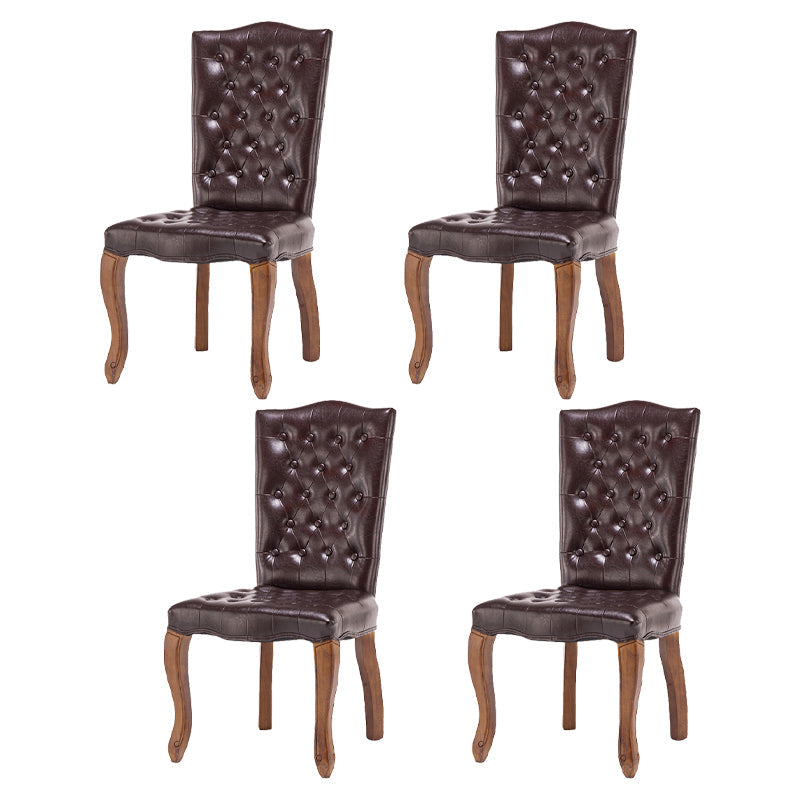 French Country Armless Dining Chairs PU Leather Upholstered Dining Side Chairs Coffee 4 Piece Set Clearhalo ' kitchen&dining_furn' 'Dining Chairs' 'Dining Tables & Seating' 'dining_chair' 'furn' 'furn_dining_chair' 'Furniture' 'furniture_dining_chair' 'Kitchen & Dining Furniture' 'kitchen' 3854218