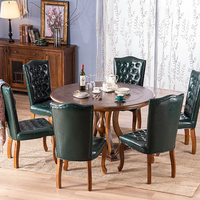 French Country Armless Dining Chairs PU Leather Upholstered Dining Side Chairs Clearhalo ' kitchen&dining_furn' 'Dining Chairs' 'Dining Tables & Seating' 'dining_chair' 'furn' 'furn_dining_chair' 'Furniture' 'furniture_dining_chair' 'Kitchen & Dining Furniture' 'kitchen' 3854227