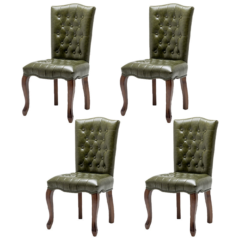French Country Armless Dining Chairs PU Leather Upholstered Dining Side Chairs Army Green 4 Piece Set Clearhalo ' kitchen&dining_furn' 'Dining Chairs' 'Dining Tables & Seating' 'dining_chair' 'furn' 'furn_dining_chair' 'Furniture' 'furniture_dining_chair' 'Kitchen & Dining Furniture' 'kitchen' 3854233