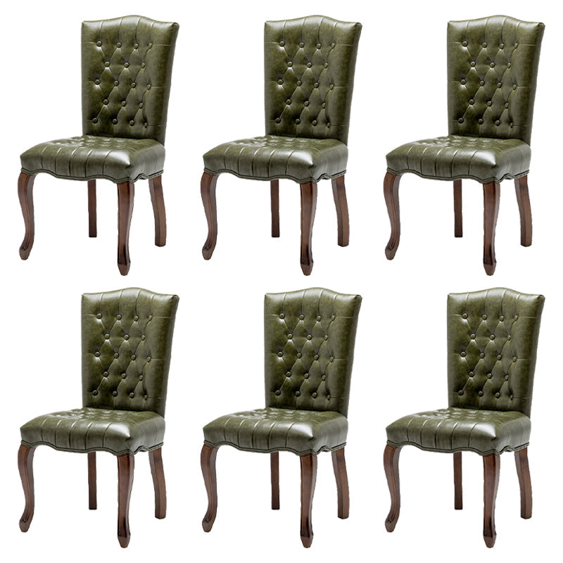 French Country Armless Dining Chairs PU Leather Upholstered Dining Side Chairs Army Green 6 Piece Set Clearhalo ' kitchen&dining_furn' 'Dining Chairs' 'Dining Tables & Seating' 'dining_chair' 'furn' 'furn_dining_chair' 'Furniture' 'furniture_dining_chair' 'Kitchen & Dining Furniture' 'kitchen' 3854234
