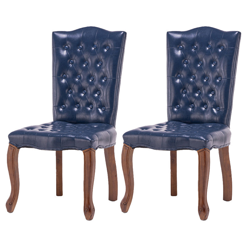 French Country Armless Dining Chairs PU Leather Upholstered Dining Side Chairs Royal Blue 2 Piece Set Clearhalo ' kitchen&dining_furn' 'Dining Chairs' 'Dining Tables & Seating' 'dining_chair' 'furn' 'furn_dining_chair' 'Furniture' 'furniture_dining_chair' 'Kitchen & Dining Furniture' 'kitchen' 3854235