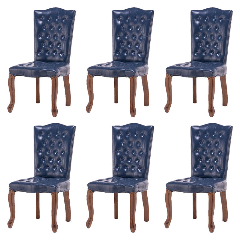French Country Armless Dining Chairs PU Leather Upholstered Dining Side Chairs Royal Blue 6 Piece Set Clearhalo ' kitchen&dining_furn' 'Dining Chairs' 'Dining Tables & Seating' 'dining_chair' 'furn' 'furn_dining_chair' 'Furniture' 'furniture_dining_chair' 'Kitchen & Dining Furniture' 'kitchen' 3854237