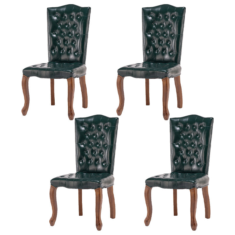 French Country Armless Dining Chairs PU Leather Upholstered Dining Side Chairs Blackish Green 4 Piece Set Clearhalo ' kitchen&dining_furn' 'Dining Chairs' 'Dining Tables & Seating' 'dining_chair' 'furn' 'furn_dining_chair' 'Furniture' 'furniture_dining_chair' 'Kitchen & Dining Furniture' 'kitchen' 3854239