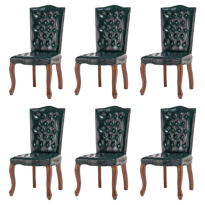 French Country Armless Dining Chairs PU Leather Upholstered Dining Side Chairs Blackish Green 6 Piece Set Clearhalo ' kitchen&dining_furn' 'Dining Chairs' 'Dining Tables & Seating' 'dining_chair' 'furn' 'furn_dining_chair' 'Furniture' 'furniture_dining_chair' 'Kitchen & Dining Furniture' 'kitchen' 3854240