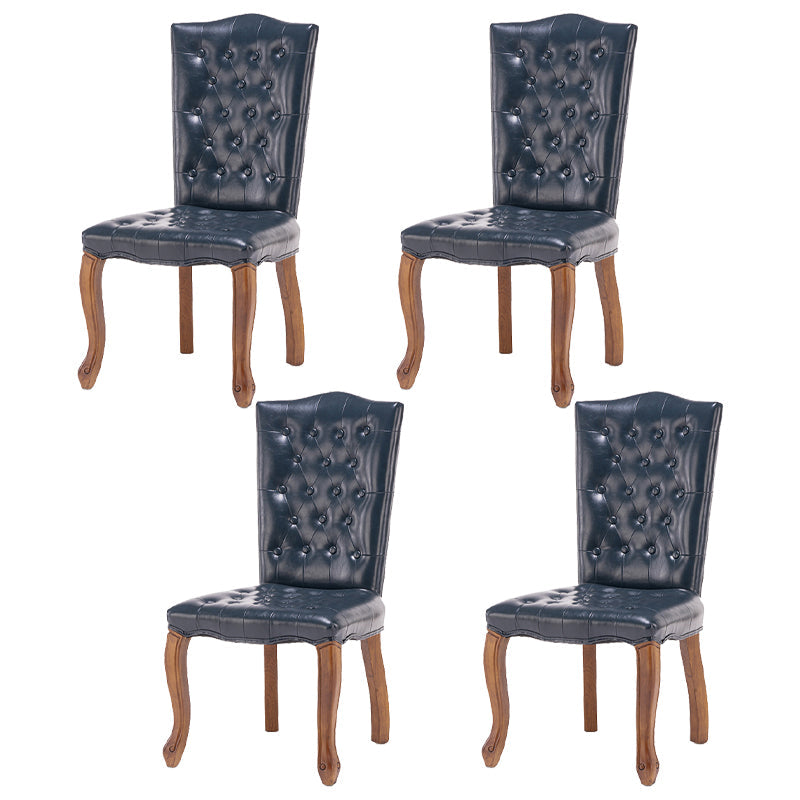 French Country Armless Dining Chairs PU Leather Upholstered Dining Side Chairs Airy Blue 4 Piece Set Clearhalo ' kitchen&dining_furn' 'Dining Chairs' 'Dining Tables & Seating' 'dining_chair' 'furn' 'furn_dining_chair' 'Furniture' 'furniture_dining_chair' 'Kitchen & Dining Furniture' 'kitchen' 3854242