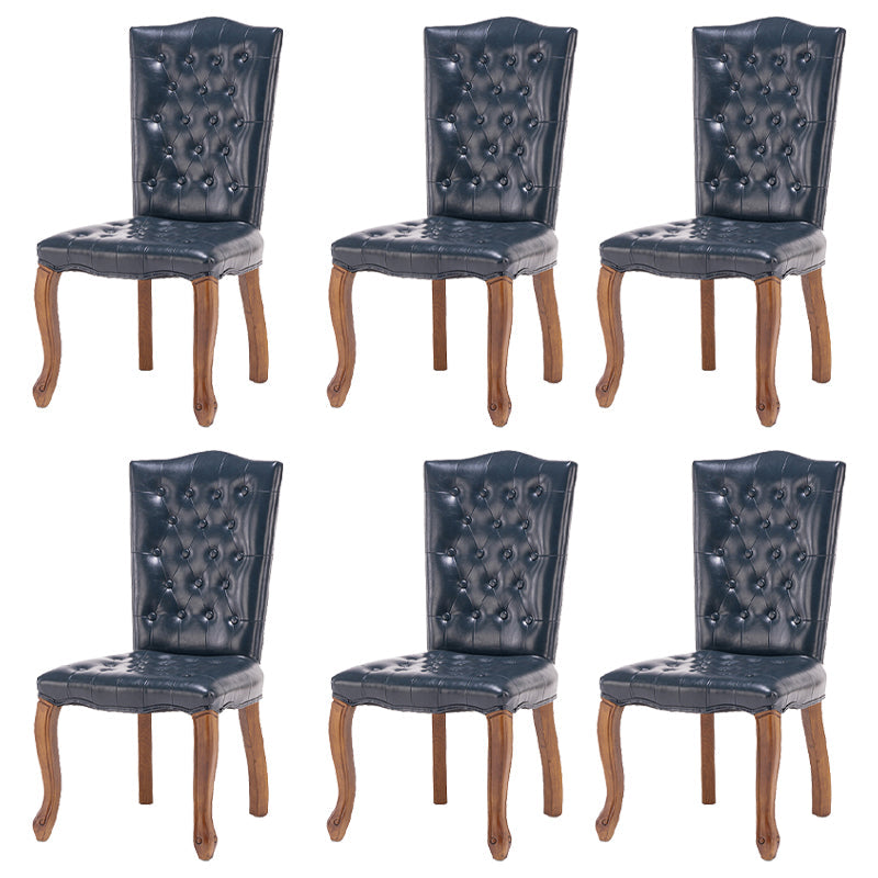 French Country Armless Dining Chairs PU Leather Upholstered Dining Side Chairs Airy Blue 6 Piece Set Clearhalo ' kitchen&dining_furn' 'Dining Chairs' 'Dining Tables & Seating' 'dining_chair' 'furn' 'furn_dining_chair' 'Furniture' 'furniture_dining_chair' 'Kitchen & Dining Furniture' 'kitchen' 3854243