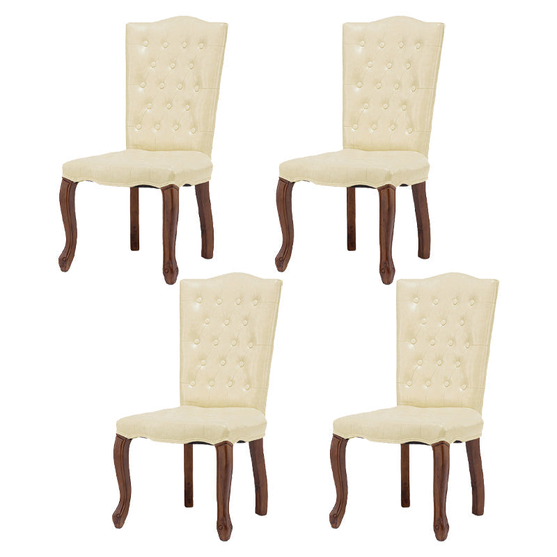 French Country Armless Dining Chairs PU Leather Upholstered Dining Side Chairs Off-White 4 Piece Set Clearhalo ' kitchen&dining_furn' 'Dining Chairs' 'Dining Tables & Seating' 'dining_chair' 'furn' 'furn_dining_chair' 'Furniture' 'furniture_dining_chair' 'Kitchen & Dining Furniture' 'kitchen' 3854245