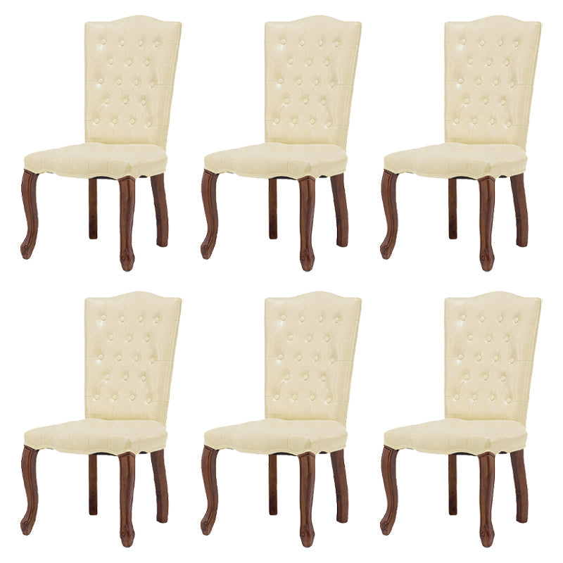 French Country Armless Dining Chairs PU Leather Upholstered Dining Side Chairs Off-White 6 Piece Set Clearhalo ' kitchen&dining_furn' 'Dining Chairs' 'Dining Tables & Seating' 'dining_chair' 'furn' 'furn_dining_chair' 'Furniture' 'furniture_dining_chair' 'Kitchen & Dining Furniture' 'kitchen' 3854246