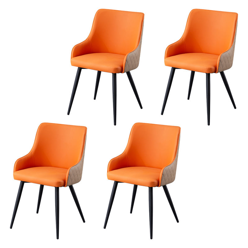 Contemporary Metal Dining Room Chairs Faux Leather Dining Chairs for Home Use Yellow-Brown 4 Piece Set Clearhalo ' kitchen&dining_furn' 'Dining Chairs' 'Dining Tables & Seating' 'dining_chair' 'furn' 'furn_dining_chair' 'Furniture' 'furniture_dining_chair' 'Kitchen & Dining Furniture' 'kitchen' 3854252