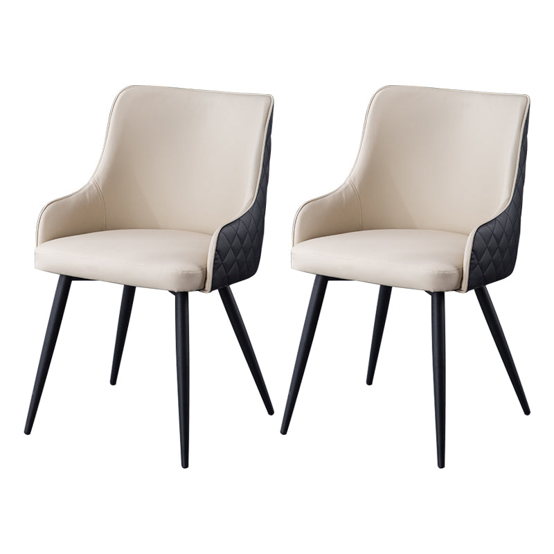 Contemporary Metal Dining Room Chairs Faux Leather Dining Chairs for Home Use White-Black 2 Piece Set Clearhalo ' kitchen&dining_furn' 'Dining Chairs' 'Dining Tables & Seating' 'dining_chair' 'furn' 'furn_dining_chair' 'Furniture' 'furniture_dining_chair' 'Kitchen & Dining Furniture' 'kitchen' 3854255