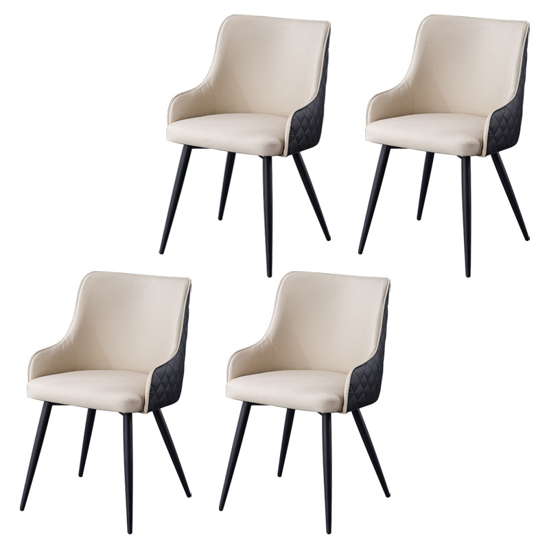 Contemporary Metal Dining Room Chairs Faux Leather Dining Chairs for Home Use White-Black 4 Piece Set Clearhalo ' kitchen&dining_furn' 'Dining Chairs' 'Dining Tables & Seating' 'dining_chair' 'furn' 'furn_dining_chair' 'Furniture' 'furniture_dining_chair' 'Kitchen & Dining Furniture' 'kitchen' 3854257