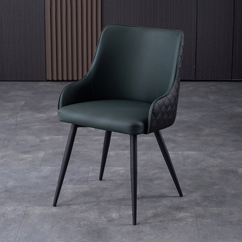 Contemporary Metal Dining Room Chairs Faux Leather Dining Chairs for Home Use Green-Black 1 Piece Clearhalo ' kitchen&dining_furn' 'Dining Chairs' 'Dining Tables & Seating' 'dining_chair' 'furn' 'furn_dining_chair' 'Furniture' 'furniture_dining_chair' 'Kitchen & Dining Furniture' 'kitchen' 3854259
