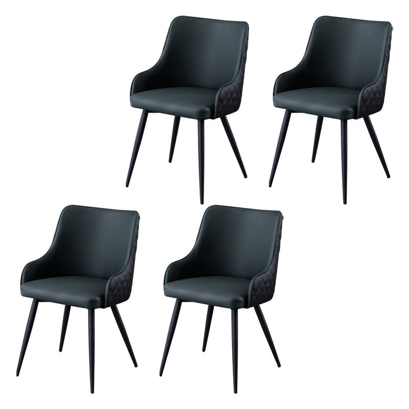Contemporary Metal Dining Room Chairs Faux Leather Dining Chairs for Home Use Green-Black 4 Piece Set Clearhalo ' kitchen&dining_furn' 'Dining Chairs' 'Dining Tables & Seating' 'dining_chair' 'furn' 'furn_dining_chair' 'Furniture' 'furniture_dining_chair' 'Kitchen & Dining Furniture' 'kitchen' 3854263