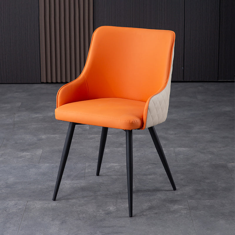 Contemporary Metal Dining Room Chairs Faux Leather Dining Chairs for Home Use Orange White 1 Piece Clearhalo ' kitchen&dining_furn' 'Dining Chairs' 'Dining Tables & Seating' 'dining_chair' 'furn' 'furn_dining_chair' 'Furniture' 'furniture_dining_chair' 'Kitchen & Dining Furniture' 'kitchen' 3854265