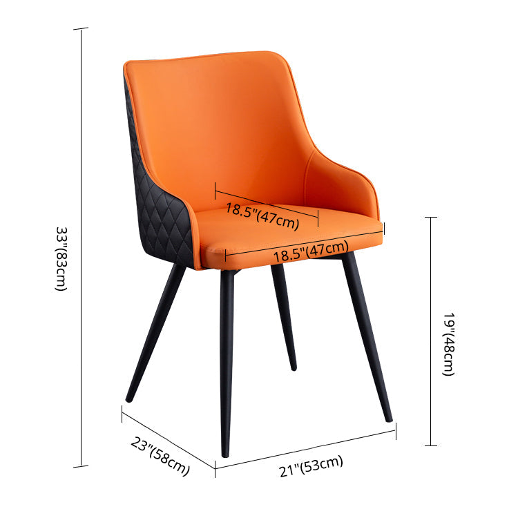 Contemporary Metal Dining Room Chairs Faux Leather Dining Chairs for Home Use Clearhalo ' kitchen&dining_furn' 'Dining Chairs' 'Dining Tables & Seating' 'dining_chair' 'furn' 'furn_dining_chair' 'Furniture' 'furniture_dining_chair' 'Kitchen & Dining Furniture' 'kitchen' 3854266
