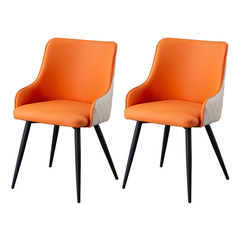 Contemporary Metal Dining Room Chairs Faux Leather Dining Chairs for Home Use Orange White 2 Piece Set Clearhalo ' kitchen&dining_furn' 'Dining Chairs' 'Dining Tables & Seating' 'dining_chair' 'furn' 'furn_dining_chair' 'Furniture' 'furniture_dining_chair' 'Kitchen & Dining Furniture' 'kitchen' 3854268