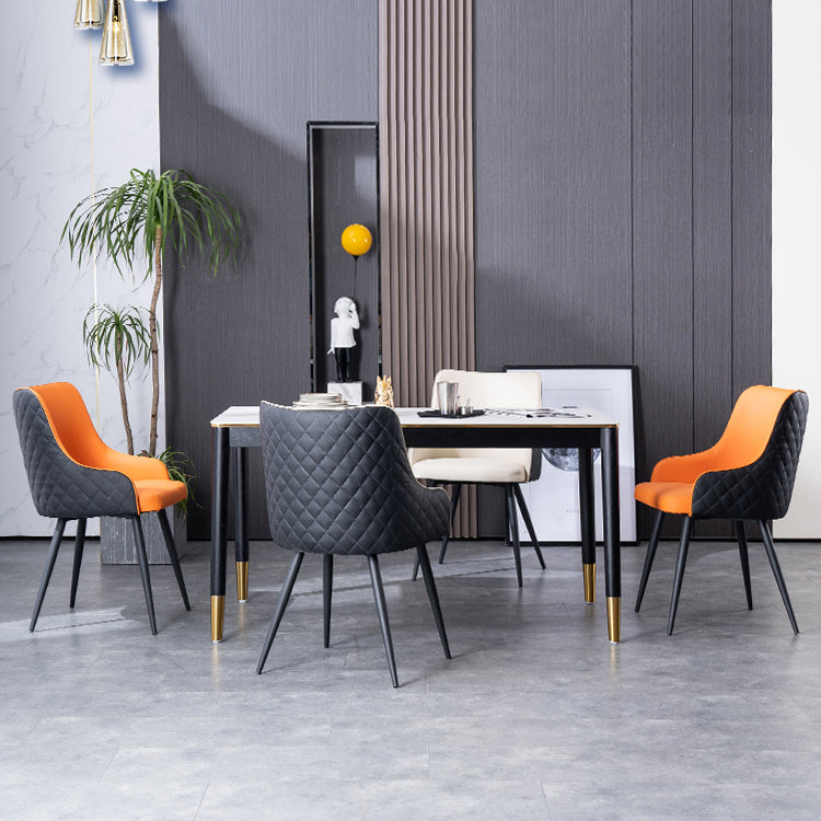 Contemporary Metal Dining Room Chairs Faux Leather Dining Chairs for Home Use Clearhalo ' kitchen&dining_furn' 'Dining Chairs' 'Dining Tables & Seating' 'dining_chair' 'furn' 'furn_dining_chair' 'Furniture' 'furniture_dining_chair' 'Kitchen & Dining Furniture' 'kitchen' 3854269