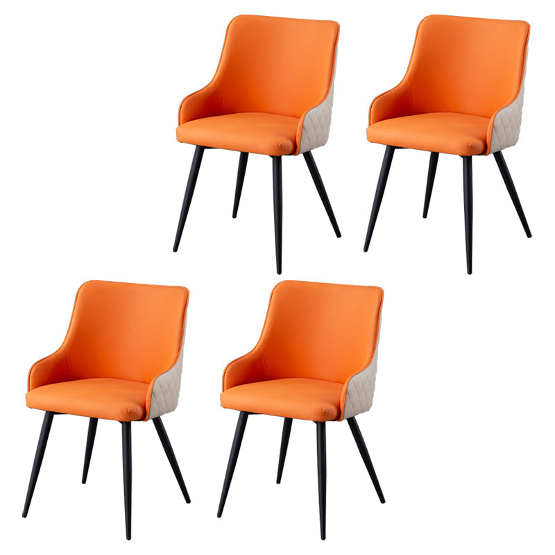 Contemporary Metal Dining Room Chairs Faux Leather Dining Chairs for Home Use Orange White 4 Piece Set Clearhalo ' kitchen&dining_furn' 'Dining Chairs' 'Dining Tables & Seating' 'dining_chair' 'furn' 'furn_dining_chair' 'Furniture' 'furniture_dining_chair' 'Kitchen & Dining Furniture' 'kitchen' 3854270