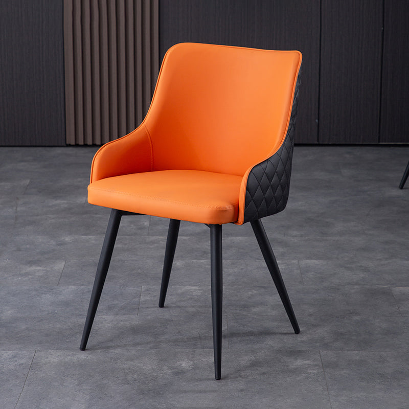 Contemporary Metal Dining Room Chairs Faux Leather Dining Chairs for Home Use Orange Black 1 Piece Clearhalo ' kitchen&dining_furn' 'Dining Chairs' 'Dining Tables & Seating' 'dining_chair' 'furn' 'furn_dining_chair' 'Furniture' 'furniture_dining_chair' 'Kitchen & Dining Furniture' 'kitchen' 3854271