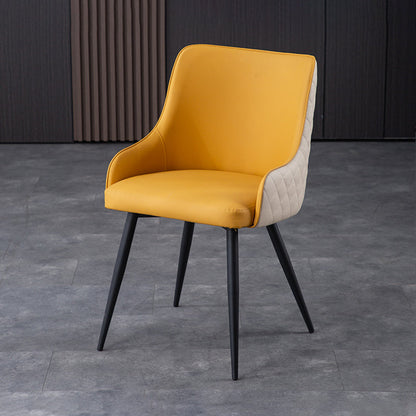 Contemporary Metal Dining Room Chairs Faux Leather Dining Chairs for Home Use Yellow White 1 Piece Clearhalo ' kitchen&dining_furn' 'Dining Chairs' 'Dining Tables & Seating' 'dining_chair' 'furn' 'furn_dining_chair' 'Furniture' 'furniture_dining_chair' 'Kitchen & Dining Furniture' 'kitchen' 3854274