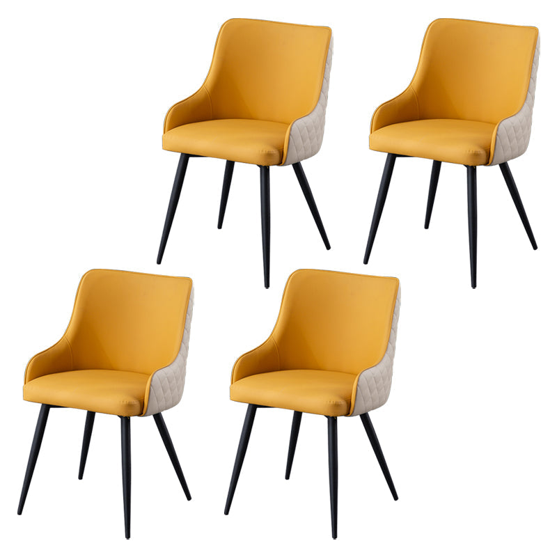 Contemporary Metal Dining Room Chairs Faux Leather Dining Chairs for Home Use Yellow White 4 Piece Set Clearhalo ' kitchen&dining_furn' 'Dining Chairs' 'Dining Tables & Seating' 'dining_chair' 'furn' 'furn_dining_chair' 'Furniture' 'furniture_dining_chair' 'Kitchen & Dining Furniture' 'kitchen' 3854276