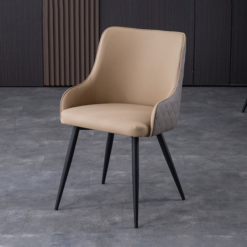 Contemporary Metal Dining Room Chairs Faux Leather Dining Chairs for Home Use Gray-Khaki 1 Piece Clearhalo ' kitchen&dining_furn' 'Dining Chairs' 'Dining Tables & Seating' 'dining_chair' 'furn' 'furn_dining_chair' 'Furniture' 'furniture_dining_chair' 'Kitchen & Dining Furniture' 'kitchen' 3854277