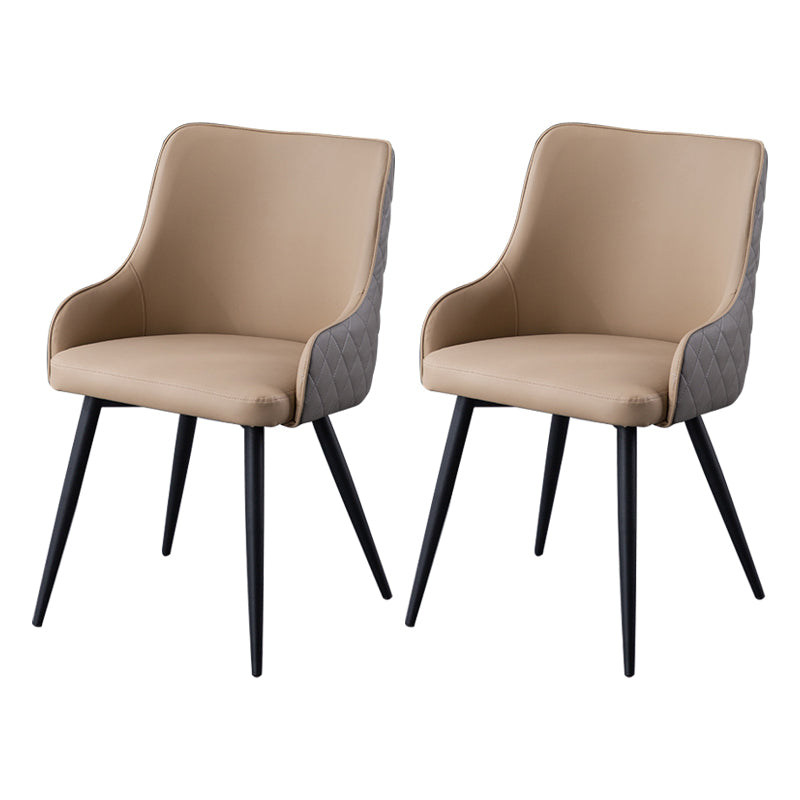 Contemporary Metal Dining Room Chairs Faux Leather Dining Chairs for Home Use Gray-Khaki 2 Piece Set Clearhalo ' kitchen&dining_furn' 'Dining Chairs' 'Dining Tables & Seating' 'dining_chair' 'furn' 'furn_dining_chair' 'Furniture' 'furniture_dining_chair' 'Kitchen & Dining Furniture' 'kitchen' 3854278