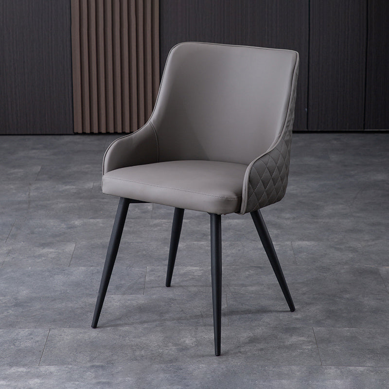 Contemporary Metal Dining Room Chairs Faux Leather Dining Chairs for Home Use Grey 1 Piece Clearhalo ' kitchen&dining_furn' 'Dining Chairs' 'Dining Tables & Seating' 'dining_chair' 'furn' 'furn_dining_chair' 'Furniture' 'furniture_dining_chair' 'Kitchen & Dining Furniture' 'kitchen' 3854280