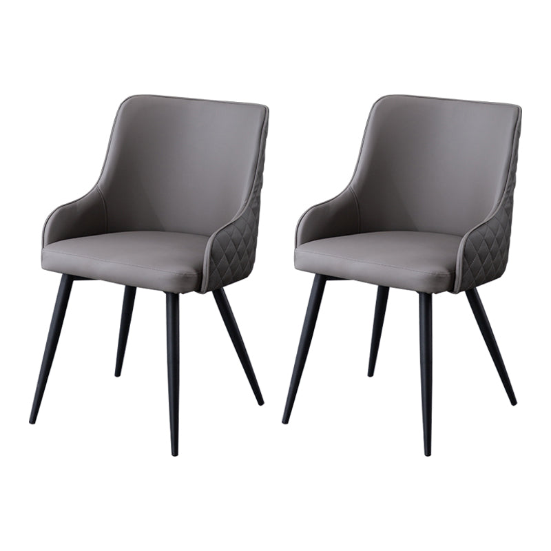 Contemporary Metal Dining Room Chairs Faux Leather Dining Chairs for Home Use Grey 2 Piece Set Clearhalo ' kitchen&dining_furn' 'Dining Chairs' 'Dining Tables & Seating' 'dining_chair' 'furn' 'furn_dining_chair' 'Furniture' 'furniture_dining_chair' 'Kitchen & Dining Furniture' 'kitchen' 3854281
