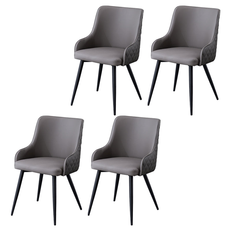 Contemporary Metal Dining Room Chairs Faux Leather Dining Chairs for Home Use Grey 4 Piece Set Clearhalo ' kitchen&dining_furn' 'Dining Chairs' 'Dining Tables & Seating' 'dining_chair' 'furn' 'furn_dining_chair' 'Furniture' 'furniture_dining_chair' 'Kitchen & Dining Furniture' 'kitchen' 3854282