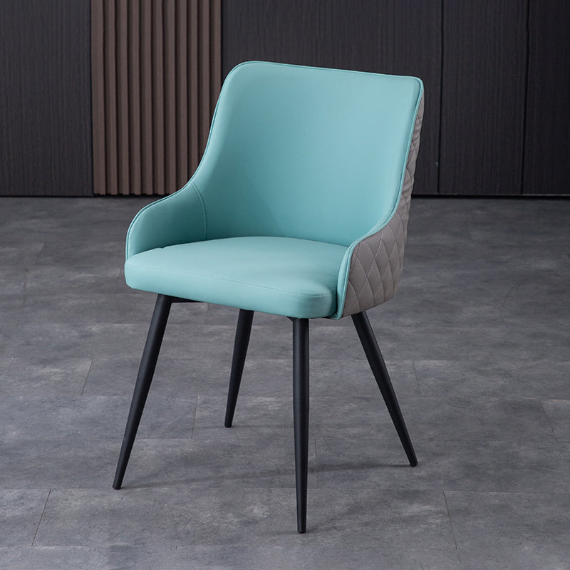 Contemporary Metal Dining Room Chairs Faux Leather Dining Chairs for Home Use Gray-Green 1 Piece Clearhalo ' kitchen&dining_furn' 'Dining Chairs' 'Dining Tables & Seating' 'dining_chair' 'furn' 'furn_dining_chair' 'Furniture' 'furniture_dining_chair' 'Kitchen & Dining Furniture' 'kitchen' 3854283