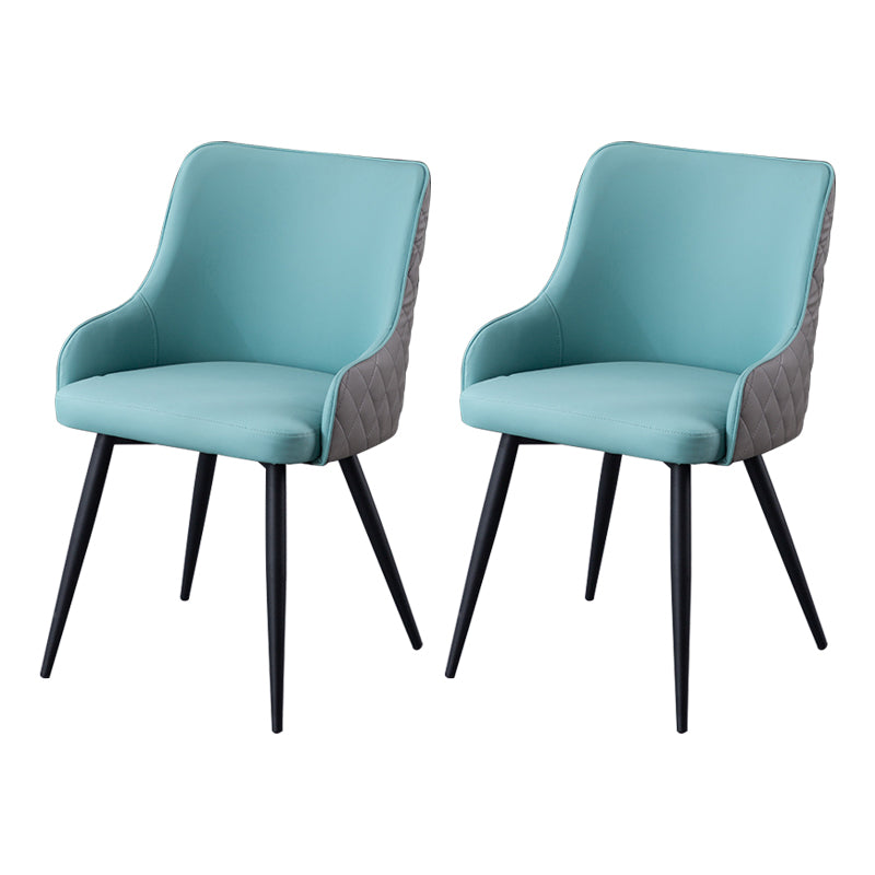 Contemporary Metal Dining Room Chairs Faux Leather Dining Chairs for Home Use Gray-Green 2 Piece Set Clearhalo ' kitchen&dining_furn' 'Dining Chairs' 'Dining Tables & Seating' 'dining_chair' 'furn' 'furn_dining_chair' 'Furniture' 'furniture_dining_chair' 'Kitchen & Dining Furniture' 'kitchen' 3854284