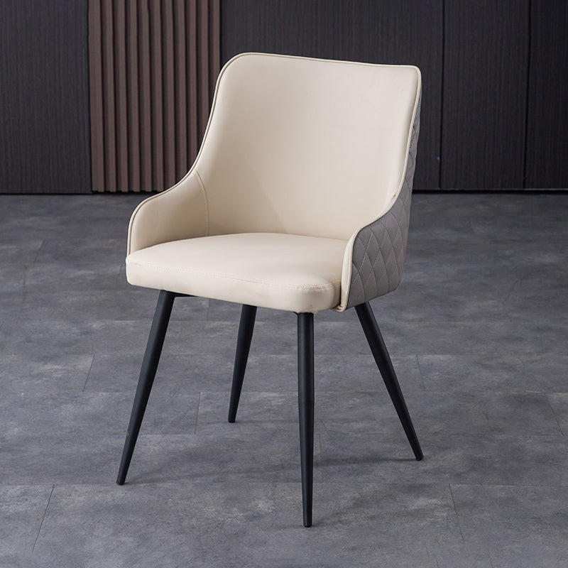 Contemporary Metal Dining Room Chairs Faux Leather Dining Chairs for Home Use White-Gray 1 Piece Clearhalo ' kitchen&dining_furn' 'Dining Chairs' 'Dining Tables & Seating' 'dining_chair' 'furn' 'furn_dining_chair' 'Furniture' 'furniture_dining_chair' 'Kitchen & Dining Furniture' 'kitchen' 3854286