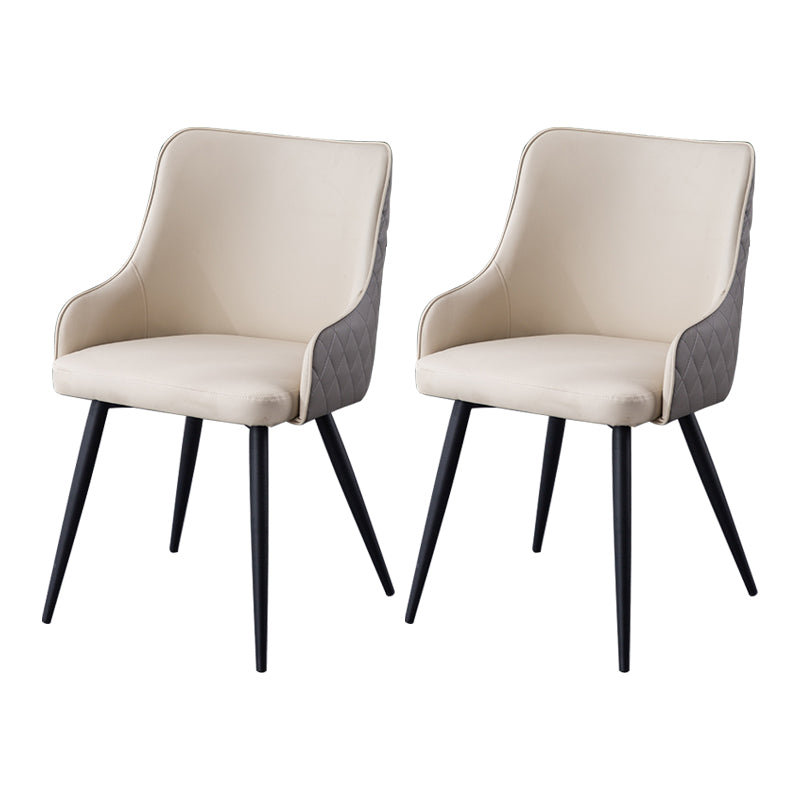 Contemporary Metal Dining Room Chairs Faux Leather Dining Chairs for Home Use White-Gray 2 Piece Set Clearhalo ' kitchen&dining_furn' 'Dining Chairs' 'Dining Tables & Seating' 'dining_chair' 'furn' 'furn_dining_chair' 'Furniture' 'furniture_dining_chair' 'Kitchen & Dining Furniture' 'kitchen' 3854287