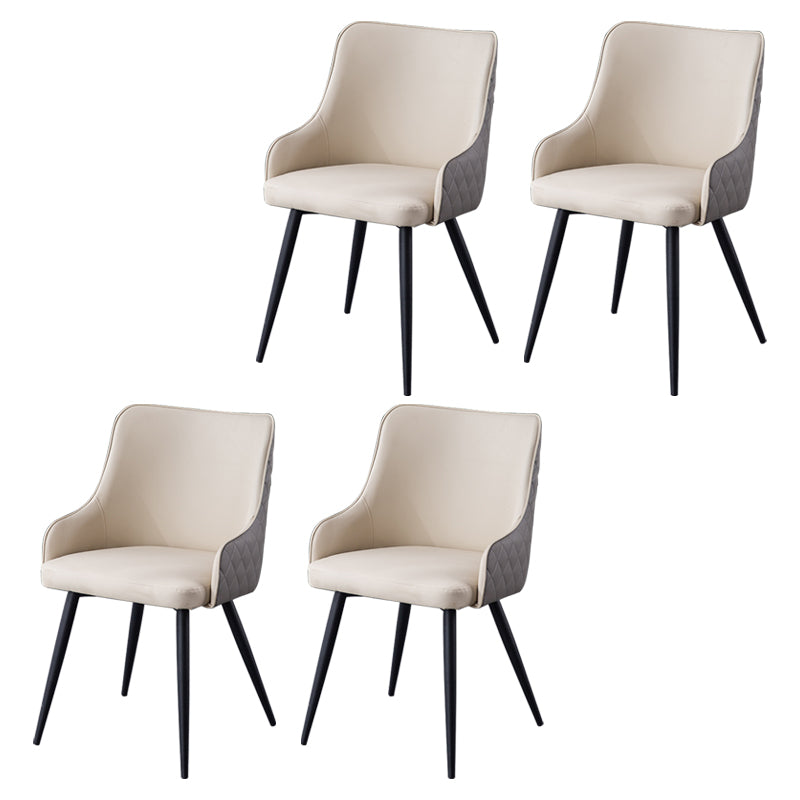 Contemporary Metal Dining Room Chairs Faux Leather Dining Chairs for Home Use White-Gray 4 Piece Set Clearhalo ' kitchen&dining_furn' 'Dining Chairs' 'Dining Tables & Seating' 'dining_chair' 'furn' 'furn_dining_chair' 'Furniture' 'furniture_dining_chair' 'Kitchen & Dining Furniture' 'kitchen' 3854288