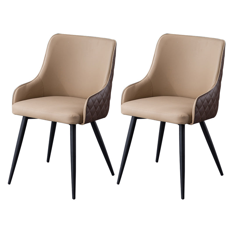 Contemporary Metal Dining Room Chairs Faux Leather Dining Chairs for Home Use Coffee 2 Piece Set Clearhalo ' kitchen&dining_furn' 'Dining Chairs' 'Dining Tables & Seating' 'dining_chair' 'furn' 'furn_dining_chair' 'Furniture' 'furniture_dining_chair' 'Kitchen & Dining Furniture' 'kitchen' 3854290