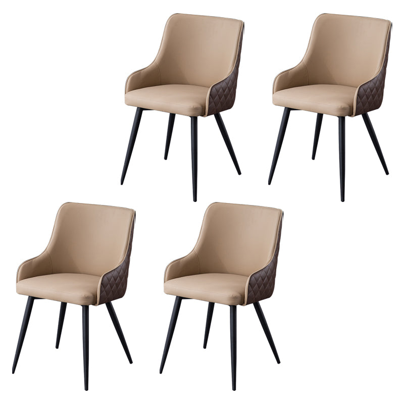Contemporary Metal Dining Room Chairs Faux Leather Dining Chairs for Home Use Coffee 4 Piece Set Clearhalo ' kitchen&dining_furn' 'Dining Chairs' 'Dining Tables & Seating' 'dining_chair' 'furn' 'furn_dining_chair' 'Furniture' 'furniture_dining_chair' 'Kitchen & Dining Furniture' 'kitchen' 3854291
