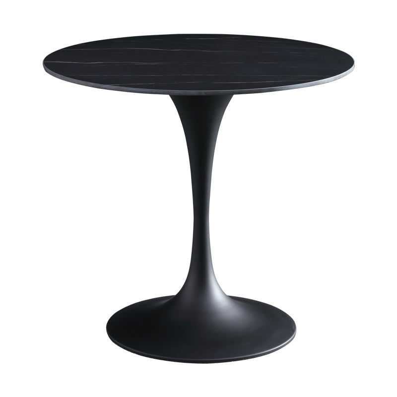 Contemporary Style Sintered Stone Dining Table Metallic Tulip Base Round Table for Home Without Chairs Clearhalo ' dining_table' 'Dining Tables & Seating' 'Dining Tables' 'furn' 'furn_dining_table' 'Furniture' 'furniture_dining_table' 'Kitchen & Dining Furniture' 'kitchen&dining_furn' 'kitchen' 'kitchen_dining_table' 3854682