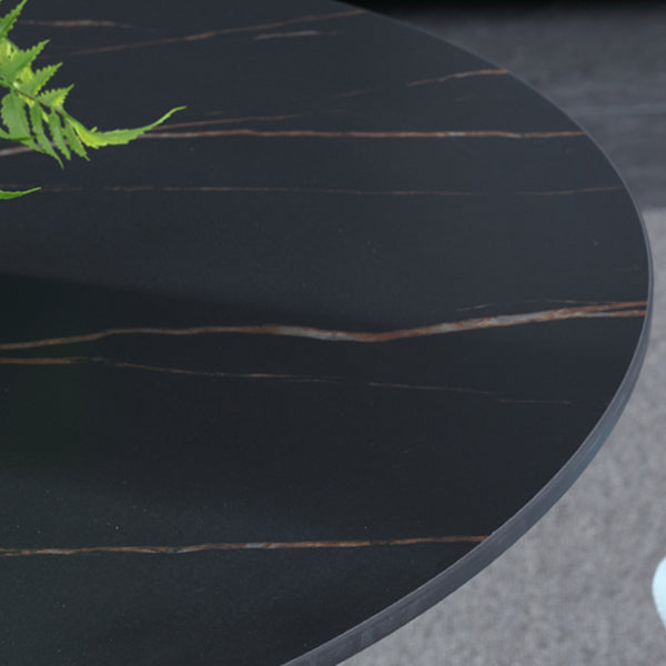 Contemporary Style Sintered Stone Dining Table Metallic Tulip Base Round Table for Home Clearhalo ' dining_table' 'Dining Tables & Seating' 'Dining Tables' 'furn' 'furn_dining_table' 'Furniture' 'furniture_dining_table' 'Kitchen & Dining Furniture' 'kitchen&dining_furn' 'kitchen' 'kitchen_dining_table' 3854683