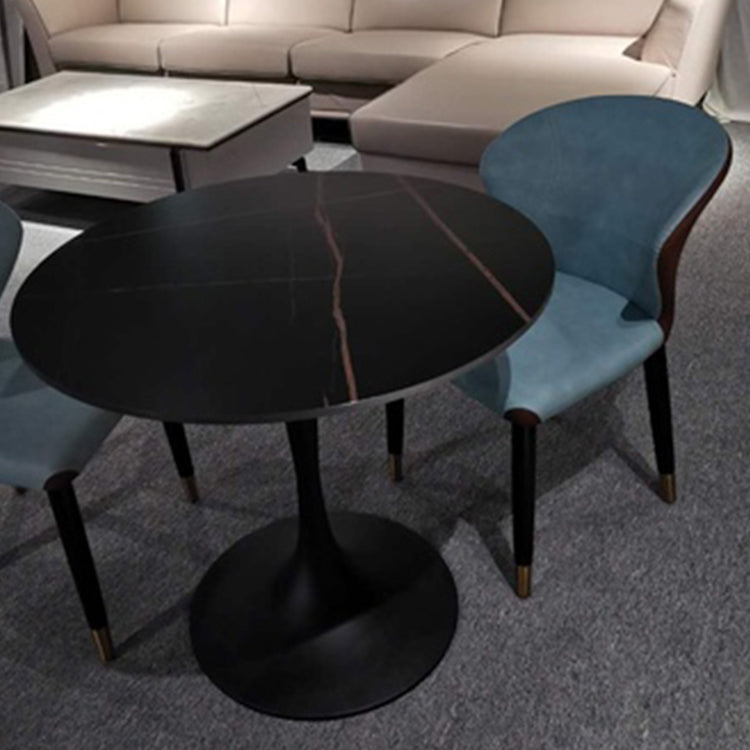 Contemporary Style Sintered Stone Dining Table Metallic Tulip Base Round Table for Home Clearhalo ' dining_table' 'Dining Tables & Seating' 'Dining Tables' 'furn' 'furn_dining_table' 'Furniture' 'furniture_dining_table' 'Kitchen & Dining Furniture' 'kitchen&dining_furn' 'kitchen' 'kitchen_dining_table' 3854689