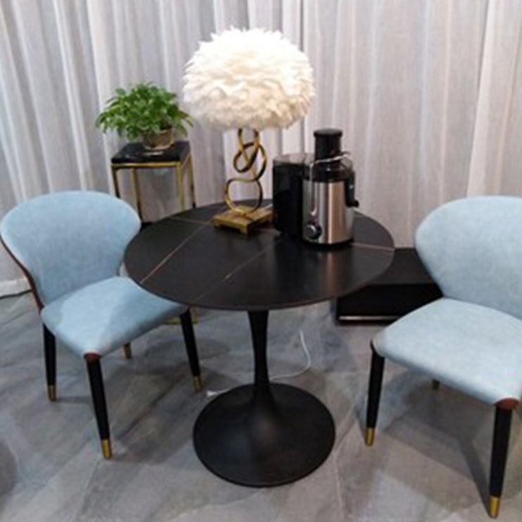 Contemporary Style Sintered Stone Dining Table Metallic Tulip Base Round Table for Home Clearhalo ' dining_table' 'Dining Tables & Seating' 'Dining Tables' 'furn' 'furn_dining_table' 'Furniture' 'furniture_dining_table' 'Kitchen & Dining Furniture' 'kitchen&dining_furn' 'kitchen' 'kitchen_dining_table' 3854690