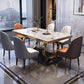 Luxury Marble Dining Table for Restaurant Rectangle Table With Gold Metal Pedestal Clearhalo ' dining_table' 'Dining Tables & Seating' 'Dining Tables' 'furn' 'furn_dining_table' 'Furniture' 'furniture_dining_table' 'Kitchen & Dining Furniture' 'kitchen&dining_furn' 'kitchen' 'kitchen_dining_table' 3854694