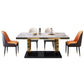 Luxury Marble Dining Table for Restaurant Rectangle Table With Gold Metal Pedestal Clearhalo ' dining_table' 'Dining Tables & Seating' 'Dining Tables' 'furn' 'furn_dining_table' 'Furniture' 'furniture_dining_table' 'Kitchen & Dining Furniture' 'kitchen&dining_furn' 'kitchen' 'kitchen_dining_table' 3854696