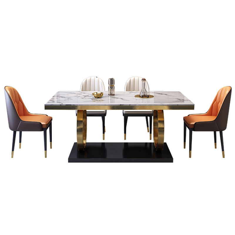 Luxury Marble Dining Table for Restaurant Rectangle Table With Gold Metal Pedestal Clearhalo ' dining_table' 'Dining Tables & Seating' 'Dining Tables' 'furn' 'furn_dining_table' 'Furniture' 'furniture_dining_table' 'Kitchen & Dining Furniture' 'kitchen&dining_furn' 'kitchen' 'kitchen_dining_table' 3854696