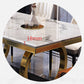 Luxury Marble Dining Table for Restaurant Rectangle Table With Gold Metal Pedestal Clearhalo ' dining_table' 'Dining Tables & Seating' 'Dining Tables' 'furn' 'furn_dining_table' 'Furniture' 'furniture_dining_table' 'Kitchen & Dining Furniture' 'kitchen&dining_furn' 'kitchen' 'kitchen_dining_table' 3854698